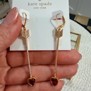 Kate Spade New York Romantic Rocks Pave Heart Linear Earrings - New!